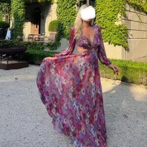 PatBO designer cut out floral dress, size S (4)